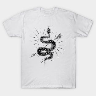 Gothic Arrow Snake Magic Wicca Satan Occult T-Shirt